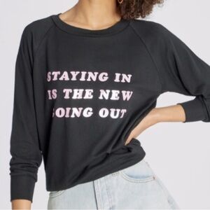 RARE Wildfox Staying In Fiona Crew Neck Sweatshirt Black Size M